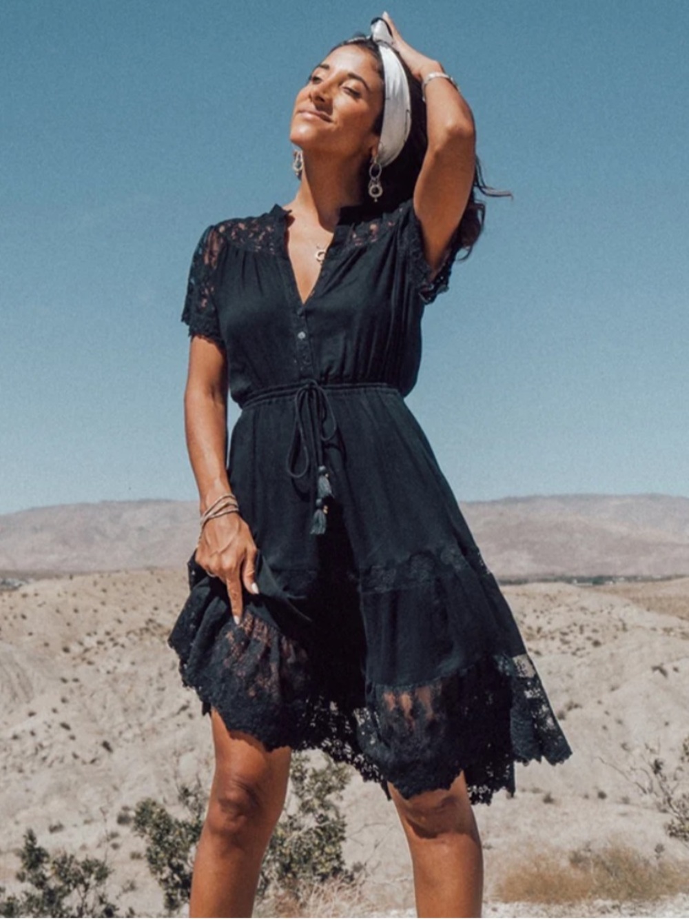 Tulle & batiste SOPHIA LACE MIDI - ONYX